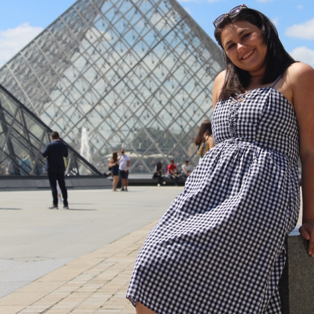 Spring quarter length checkered dress